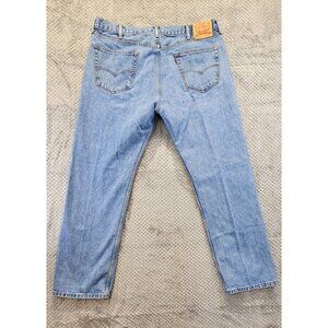 Levis Jeans Mens 42x32 505 Straight Leg Blue Dark Wash Denim 5 Pocket Casual